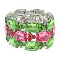 3-ROW RECTANGLE CUT CRYSTAL GEM CLUSTER BRACELET