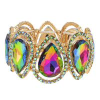 EVENING TEARDROP HALO CRYSTAL STRETCH BANGLE BRACELET