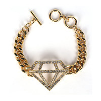 Bq37Gcl Stone Diamond And Chain Toggle Bracelet