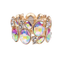 Oval Gem Cluster Stretch Bracelet