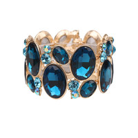 Oval Gem Cluster Stretch Bracelet