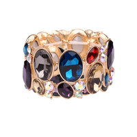 Oval Gem Cluster Stretch Bracelet
