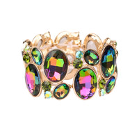 Oval Gem Cluster Stretch Bracelet