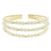 MULTI ROW PEARL AND CRYSTAL CUFF BRACELET