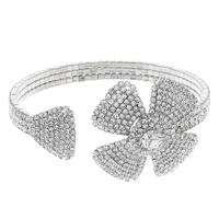 RHINESTONE FLOWER CUFF BRACELET