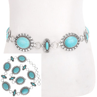 WESTERN TURQUOISE CONCHO CRYSTAL BELT