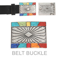 WESTERN RECTANGLE CONCHO TURQUOISE BELT BUCKLE