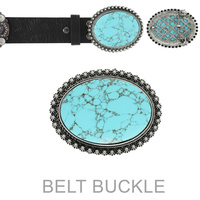 WESTERN TURQUOISE OVAL CONCHO BELT BUCKLE