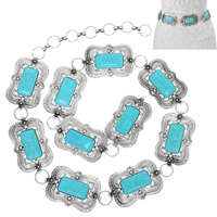 WESTERN TURQUOISE RECTANGLE CONCHO CHAIN LINK BELT