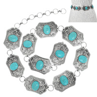 WESTERN TURQUOISE RECTANGLE CONCHO CHAIN LINK BELT