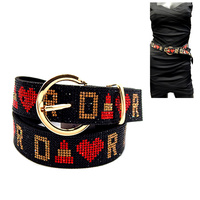 LUXURY DESIGNER INSPIRED RHINESTONE BELT IN VEGAN LEATHER  - CLUB PARTY FASHION BELTS