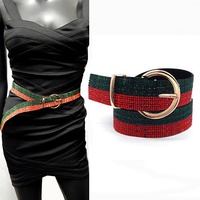 LUXURY DESIGNER INSPIRED RHINESTONE BELT IN VEGAN LEATHER  - CLUB PARTY FASHION BELTS