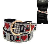 LUXURY DESIGNER INSPIRED RHINESTONE BELT IN VEGAN LEATHER  - CLUB PARTY FASHION BELTS