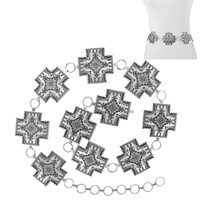 WESTERN CROSS STAMPED METAL CHAIN LINK HIP BELT