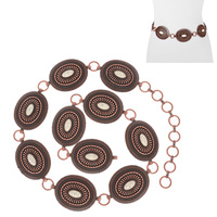 WESTERN SYNTHETIC SEMI STONE TURQUOISE ADJUSTABLE SUNBURST CONCHO CHAIN BELT