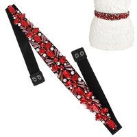 FORMAL CRYSTAL GEMSTONE CLUSTER SASH STRETCH BELT
