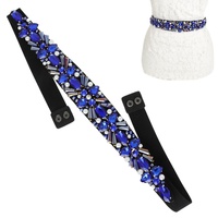 FORMAL CRYSTAL GEMSTONE CLUSTER SASH STRETCH BELT
