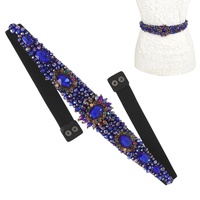 BAROQUE CRYSTAL GEMSTONE FLORAL SASH STRETCH BELT