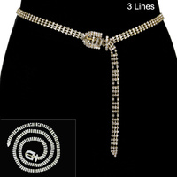 3 LINE RHINESTONE BELT W/ RHINESTON