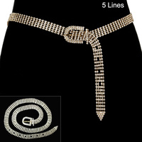 5 LINE RHINESTONE BELT W/ RHINESTONE BUCKLE