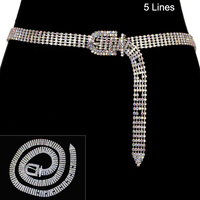 5 LINE RHINESTONE BELT W/ RHINESTONE BUCKLE