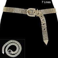 7 LINE RHINESTONE BELT W/ RHINESTONE BUCKLE