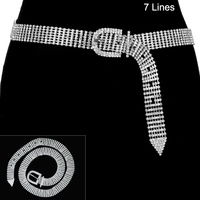 7 LINE RHINESTONE BELT W/ RHINESTONE BUCKLE