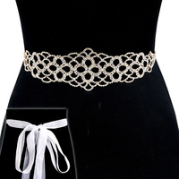 Rhinestone Wedding Tie Sash Belt