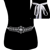 Rhinestone Wedding Tie Sash Belt Btm1561Scl