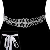 Rhinestone Wedding Tie Sash Belt