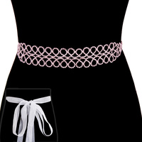 Rhinestone Wedding Tie Sash Belt