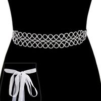 Rhinestone Wedding Tie Sash Belt