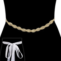 Rhinestone Wedding Tie Sash Belt