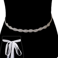 Rhinestone Wedding Tie Sash Belt