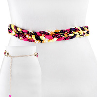 BRAIDED KENTE AFRICAN PRINT FABRIC BELT