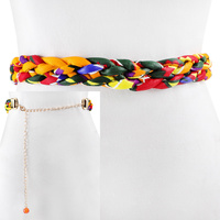 BRAIDED KENTE AFRICAN PRINT FABRIC BELT