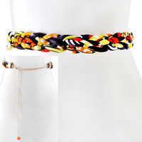BRAIDED KENTE AFRICAN PRINT FABRIC BELT
