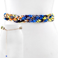 BRAIDED KENTE AFRICAN PRINT FABRIC BELT