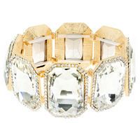 BLING RHINESTONE OCTAGON STRETCH BRACELET