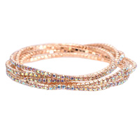 6 PC RHINESTONE STRETCH BRACELET