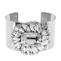 FLORAL CRYSTAL FACETED CUFF BRACELET