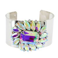FLORAL CRYSTAL FACETED CUFF BRACELET