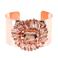 FLORAL CRYSTAL FACETED CUFF BRACELET