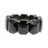 OCTAGONAL GLASS CRYSTAL STONE CLUSTER STRETCH BANGLE BRACELET