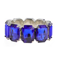 OCTAGONAL GLASS CRYSTAL STONE CLUSTER STRETCH BANGLE BRACELET