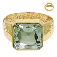 GEMSTONE HAMMERED METAL HINGED BANGLE BRACELET