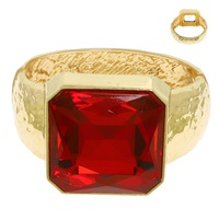 GEMSTONE HAMMERED METAL HINGED BANGLE BRACELET