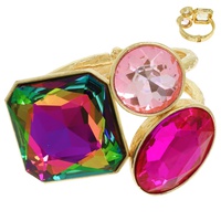 STONE CLUSTER HAMMERED METAL HINGED CUFF BRACELET