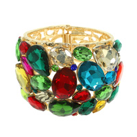 HAMMERED CRYSTAL CLUSTER BANGLE BRACELET