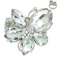 GEMSTONE FLORAL HAMMERED METAL HINGED BRACELET